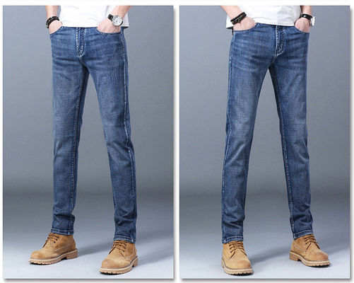 80% cotone Pantaloni a gambe rette Denim Jeans da uomo per uomini e donne Stile