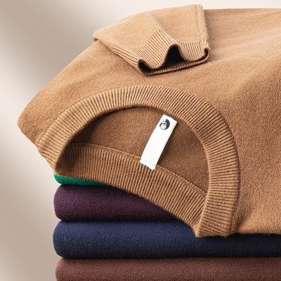Maglieria di lana di merino maschile Giubbotto in liossello stile Pullover solido personalizzato Cardigan in cashmere
