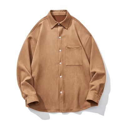 Uomo Inverno 2023 Camicia a manica lunga a colori solidi con tasche e stile a forma libera