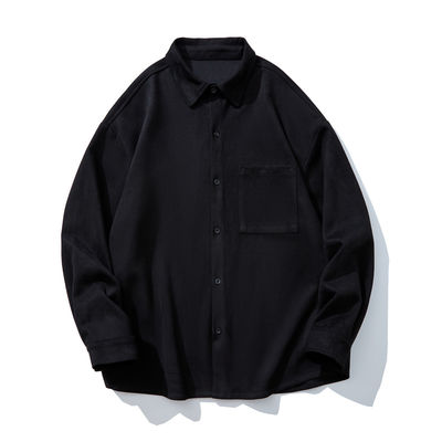 Uomo Inverno 2023 Camicia a manica lunga a colori solidi con tasche e stile a forma libera
