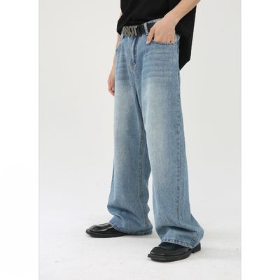 tessuto Polyester/Cotton Jeans blu rettilineo maschile con stampa digitale