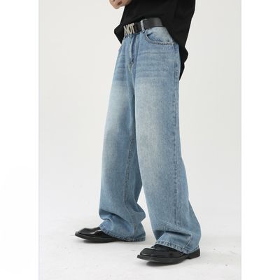 tessuto Polyester/Cotton Jeans blu rettilineo maschile con stampa digitale