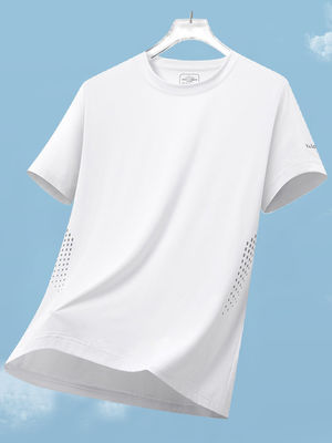 Stile sportivo Logo personalizzato Polyester Spandex Magliette bianche di grandi dimensioni per uomini