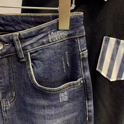 Mid Waist XMAMLON Uomo Hip Hop Streetwear Skinny Ripped Damage Jeans Pantaloni