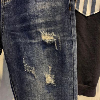Mid Waist XMAMLON Uomo Hip Hop Streetwear Skinny Ripped Damage Jeans Pantaloni
