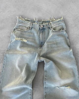 Pantaloni a gambe larghe a misura Mid Waist Denim Baggy Tears Jeans Donna Plus Size Pantaloni Uomo