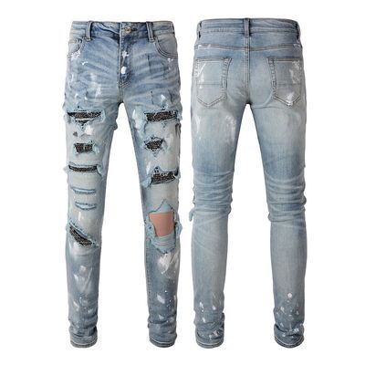Strass Denim Moda Cristalli Rivets Bootcut Jeans con materiale lavabile