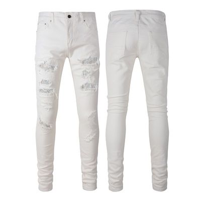 Cotton Denim Stretch Skinny Sustainable Print Uomini jeans a matita dritto