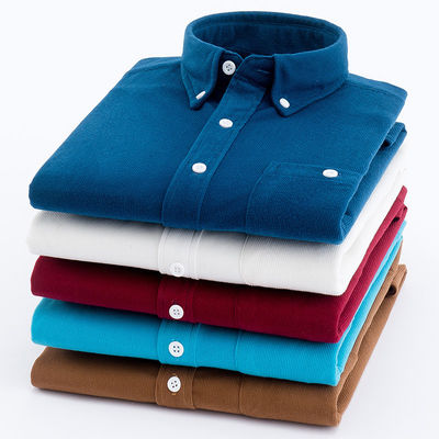 No Needle Detection Camicie tessute per uomini M-5XL Manica lunga Polo colorato