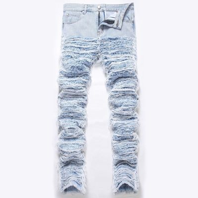 Mid Waist Destroyed Lavatori jeans denim leggetti dritti Pantaloni da uomo Pantaloni