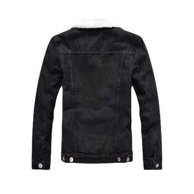Hoodie di velluto da uomo cappotto denim invernale Plus Size nero Slim Fit spessa giacca di lana di agnello