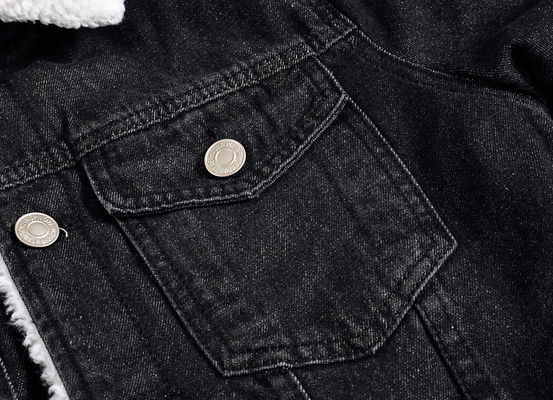 Hoodie di velluto da uomo cappotto denim invernale Plus Size nero Slim Fit spessa giacca di lana di agnello