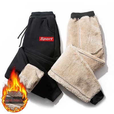 Casual Style String Drawing Waist Winter Thick Sherpa Fleece Joggers per pantaloni da ginnastica maschile