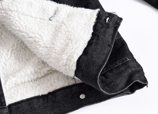 Hoodie di velluto da uomo cappotto denim invernale Plus Size nero Slim Fit spessa giacca di lana di agnello