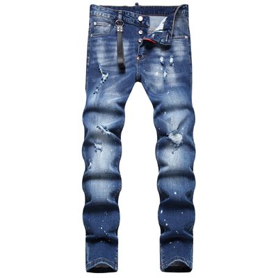 Giubbotti da uomo Slim Fit Mid Waist Baggy Jeans con adesivi digitali