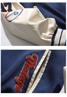 Vintage Spliced Lettera Creativa ricamo Stand Collare Costume da baseball per giacche da uomo