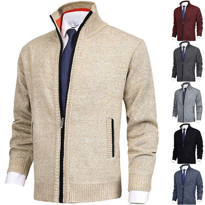 Stagione primavera Collare a lappello Cappotto a maglia maschile Maglione di grande taglia Moda Cardigan Zipper