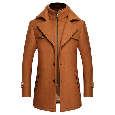 No Needle Detection Fashion City 24-35 anni Uomo Plus Size Double Collar Cappotto di lana