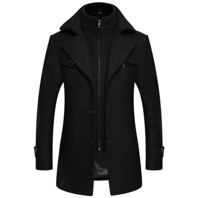 No Needle Detection Fashion City 24-35 anni Uomo Plus Size Double Collar Cappotto di lana