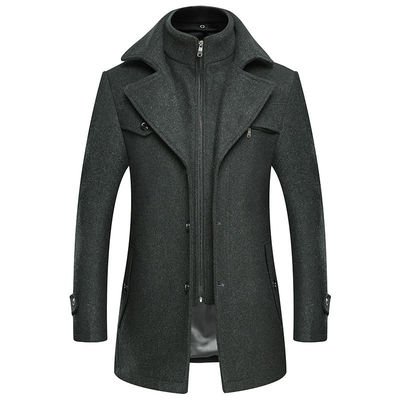 No Needle Detection Fashion City 24-35 anni Uomo Plus Size Double Collar Cappotto di lana