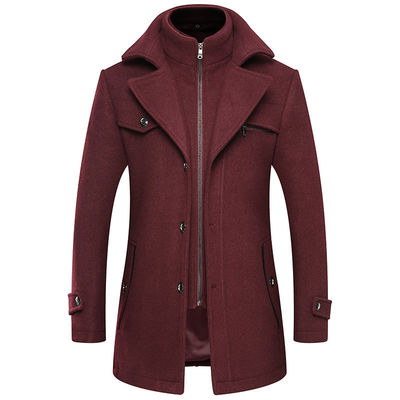 No Needle Detection Fashion City 24-35 anni Uomo Plus Size Double Collar Cappotto di lana