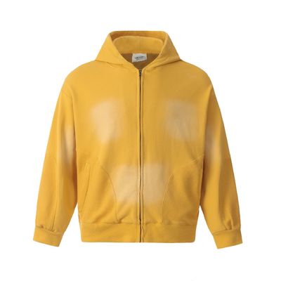 Men's Distressed Acid Wash Zip Up Hoodie in Design di colorazione di cravatta personalizzata per abbigliamento di strada
