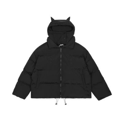 Corno del Diavolo Mascherato Cappuccio Nero Cappotto Invernale Blazer Bomber Giacca Bubble Snow Windbreaker Per Uomini
