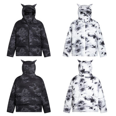 Corno del Diavolo Mascherato Cappuccio Nero Cappotto Invernale Blazer Bomber Giacca Bubble Snow Windbreaker Per Uomini