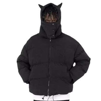 Corno del Diavolo Mascherato Cappuccio Nero Cappotto Invernale Blazer Bomber Giacca Bubble Snow Windbreaker Per Uomini