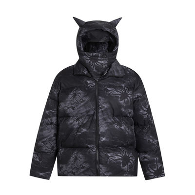 Corno del Diavolo Mascherato Cappuccio Nero Cappotto Invernale Blazer Bomber Giacca Bubble Snow Windbreaker Per Uomini