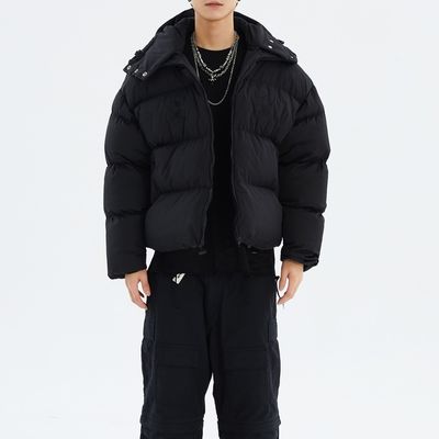 Corno del Diavolo Mascherato Cappuccio Nero Cappotto Invernale Blazer Bomber Giacca Bubble Snow Windbreaker Per Uomini